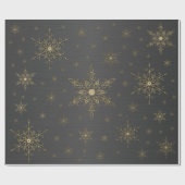 Gold Snowflake Black Metallic Geschenkpapier (Flach)