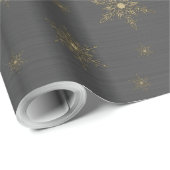 Gold Snowflake Black Metallic Geschenkpapier (Rolleneckpunkt)