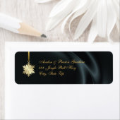 Gold Snowflake Black Silk Holiday Address Labels (Insitu)