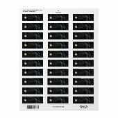 Gold Snowflake Black Silk Holiday Address Labels (Vorne)