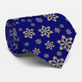 Gold Snowflake Blue Holiday Krawatte (Gerollt)
