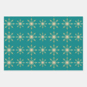 Gold Snowflake Blue Red Green Weihnachtsmuster Geschenkpapier Set (Vorderseite 3)