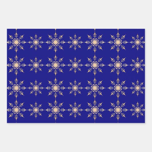 Gold Snowflake Blue Red Green Weihnachtsmuster Geschenkpapier Set (Vorderseite 2)