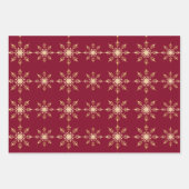 Gold Snowflake Blue Red Green Weihnachtsmuster Geschenkpapier Set (Vorderseite)