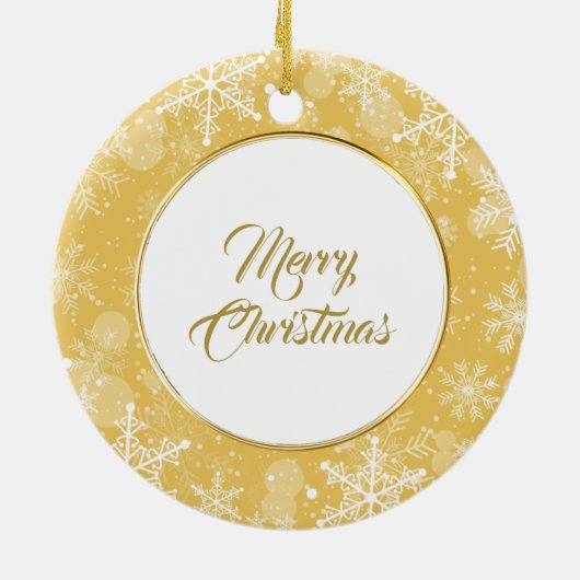 Gold Snowflake Cavalier King Charles Spaniel Keramik Ornament (Hinten)