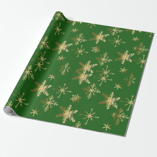 Gold Snowflake Christmas Geschenkpapier (Ungerollt)