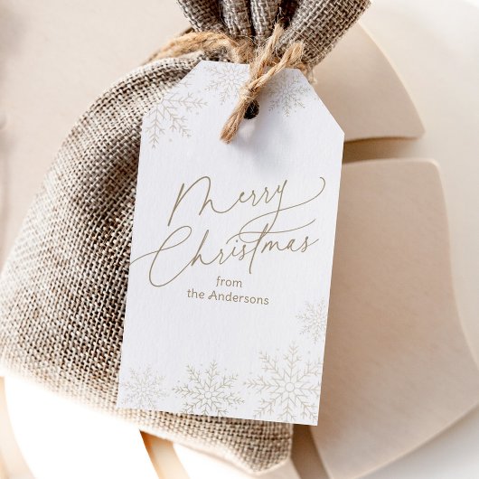 Gold Snowflake Christmas Holiday Geschenkanhänger