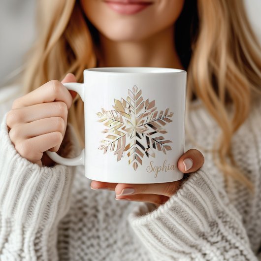 Gold Snowflake Christmas Mug | Custom name Kaffeetasse