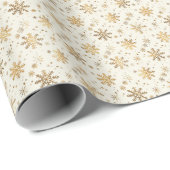 Gold Snowflake Christmas Wrapping Paper Geschenkpapier (Rolleneckpunkt)
