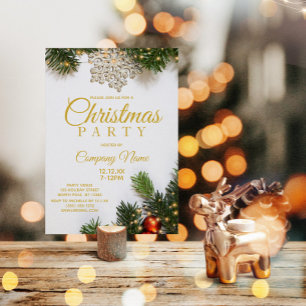 Gold Snowflake Corporate Weihnachts-Party Einladung
