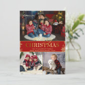 Gold Snowflake Foto Frohe Weihnachten (Stehend Vorderseite)