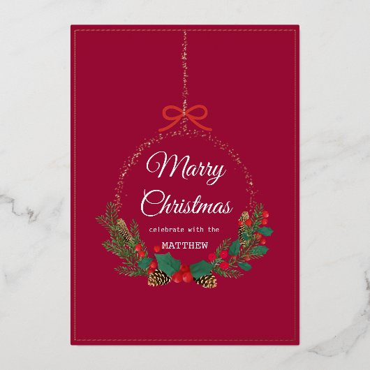 Gold Snowflake Frame Einladungs-Karte Folieneinladung (Vorderseite)