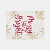 Gold Snowflake Frohe und helle Weihnachten Fleecedecke (Vorderseite (Horizontal))