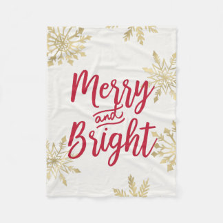 Gold Snowflake Frohe und helle Weihnachten Fleecedecke