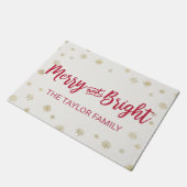 Gold Snowflake Frohe und helle Weihnachten Fußmatte (Schrägansicht)