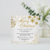 Gold Snowflake Frohe Weihnachtsfeiertage Einladung (Stehend Vorderseite)