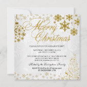 Gold Snowflake Frohe Weihnachtsfeiertage Einladung (Vorderseite)