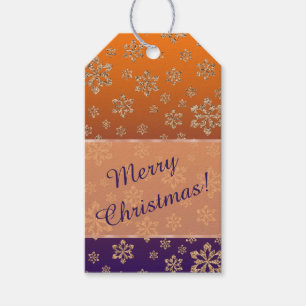 Gold Snowflake Gradient Blue Orange Weihnachten Geschenkanhänger