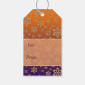 Gold Snowflake Gradient Blue Orange Weihnachten Geschenkanhänger (Rückseite)