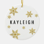 Gold Snowflake Individuelle Name & Foto Weihnachte Keramik Ornament (Vorne)