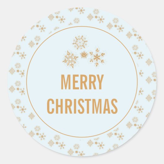 Gold Snowflake Kristalle auf Frosty Blue - Weihnac Runder Aufkleber (Vorderseite)