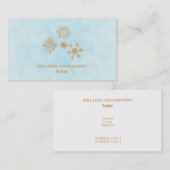 Gold Snowflake Kristalle auf Frosty Blue - Weihnac Visitenkarte (Vorne/Hinten)