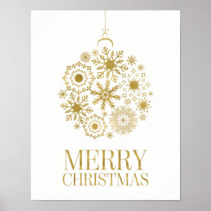Gold Snowflake Ornament Frohe Weihnachtsgebäck Poster