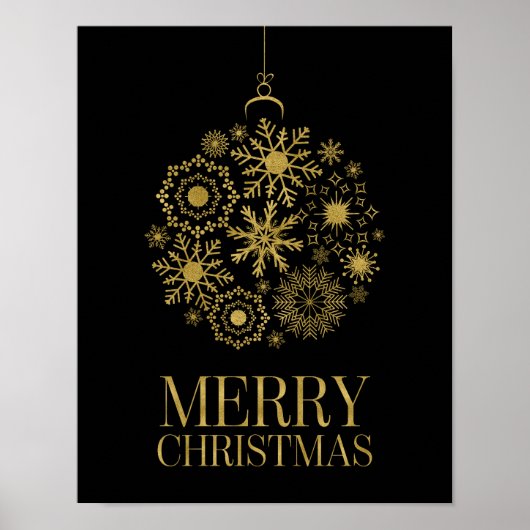 Gold Snowflake Ornament Frohe Weihnachtsgebäck Poster (Vorne)