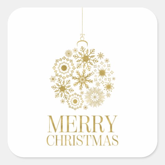 Gold Snowflake Ornament Holiday Square Stickers (Vorderseite)