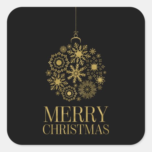 Gold Snowflake Ornament Holiday Square Stickers (Vorderseite)