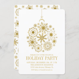 Gold Snowflake Ornament Party Card Einladung