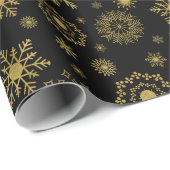 Gold Snowflake Ornament Weihnachtswrapping Papier Geschenkpapier (Rolleneckpunkt)