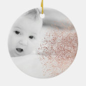Gold Snowflake Overlay Weihnachten Keramik Ornament (Hinten)