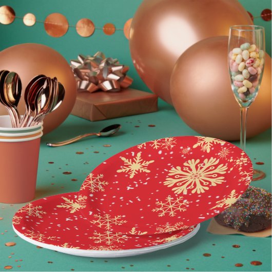Gold Snowflake Paper Plate Pappteller (Multi)