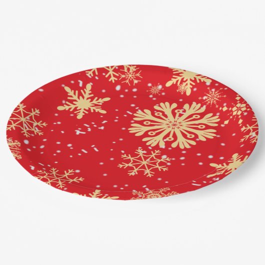 Gold Snowflake Paper Plate Pappteller (Schrägansicht)