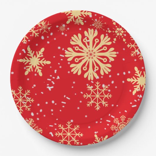 Gold Snowflake Paper Plate Pappteller (Vorderseite)