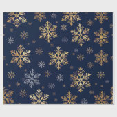 Gold Snowflake Pattern Wrapping Paper Geschenkpapier (Flach)