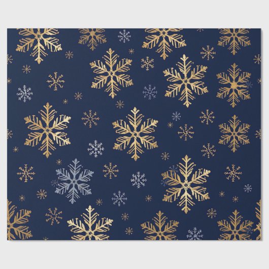 Gold Snowflake Pattern Wrapping Paper Geschenkpapier (Flach)
