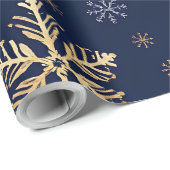 Gold Snowflake Pattern Wrapping Paper Geschenkpapier (Rolleneckpunkt)