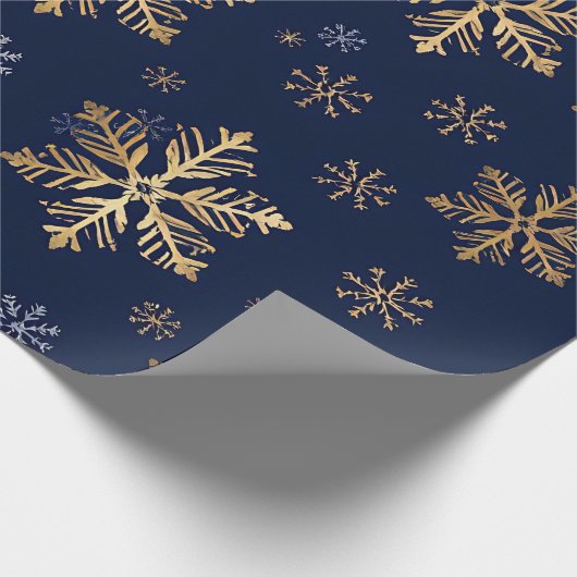 Gold Snowflake Pattern Wrapping Paper Geschenkpapier (Ecke)
