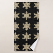 Gold Snowflake Patterns Black Stylish Elegant Nied Badehandtuch (Badehandtuch)