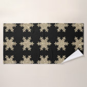 Gold Snowflake Patterns Black Stylish Elegant Nied Badehandtuch (Badehandtuch)