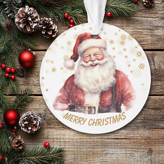 Gold Snowflake Santa Claus Kid's Christmas Ornament