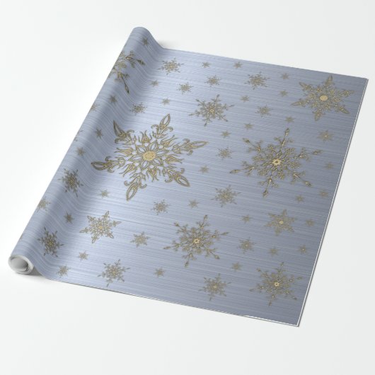 Gold Snowflake Silver Metallic Wrapping Paper Geschenkpapier (Ungerollt)