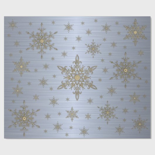 Gold Snowflake Silver Metallic Wrapping Paper Geschenkpapier (Flach)