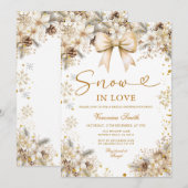 Gold Snowflake Snow in Love Winter Bridal Shower Einladung (Vorne/Hinten)