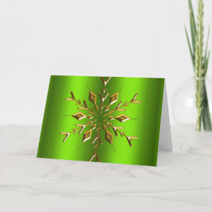 Gold Snowflake Star Green Weihnachten Karte
