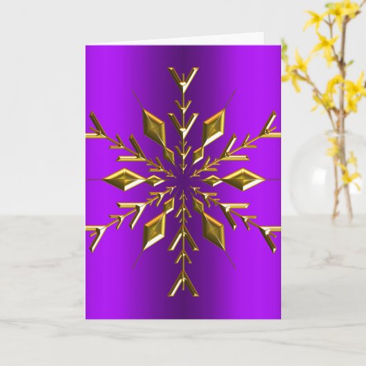 Gold Snowflake Star Lila Weihnachten Karte (Gelbe Blume)