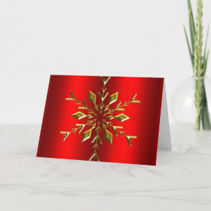 Gold Snowflake Star Red Christmas Karte