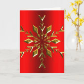Gold Snowflake Star Red Christmas Karte (Gelbe Blume)
